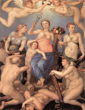 アーニョロ・ブロンズィーノ Painting - 幸福の寓意 フィレンツェ・アーニョロ・ブロンズィーノ